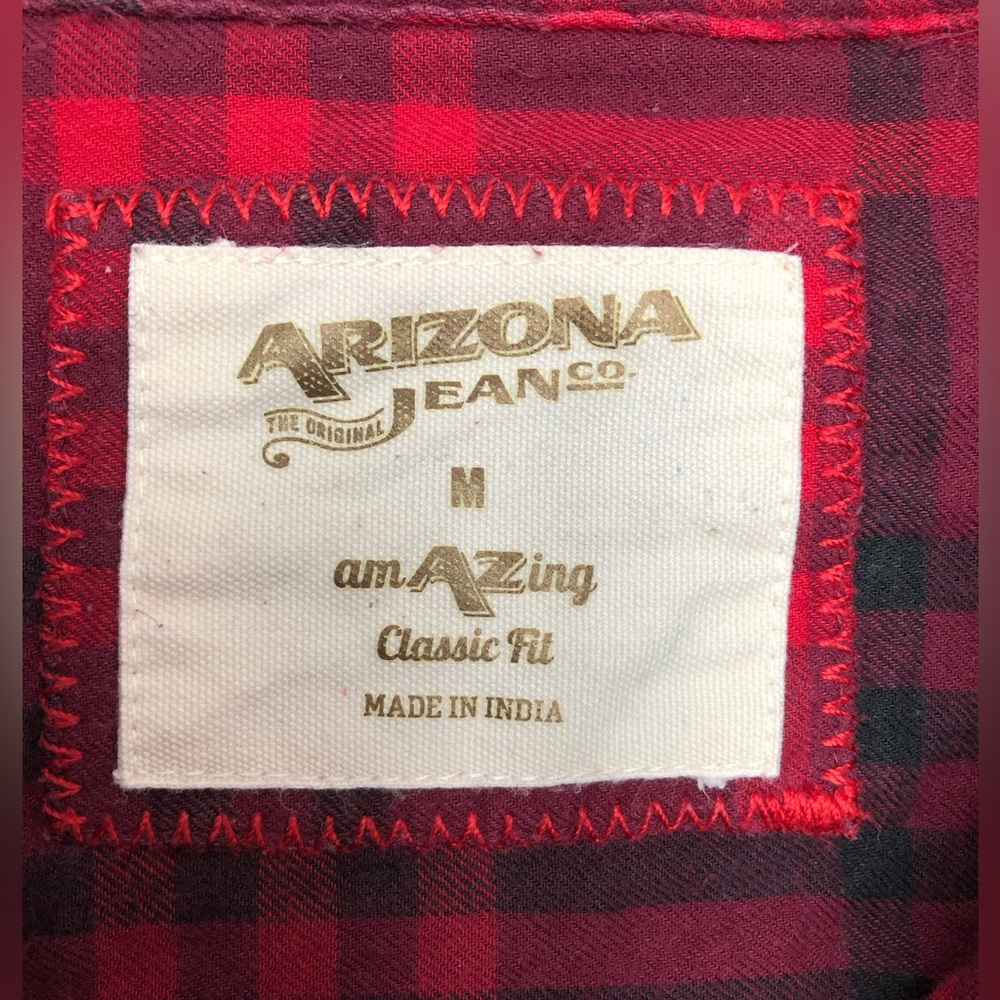 Arizona red and black flannel button down shirt size M - Picture 3 of 7